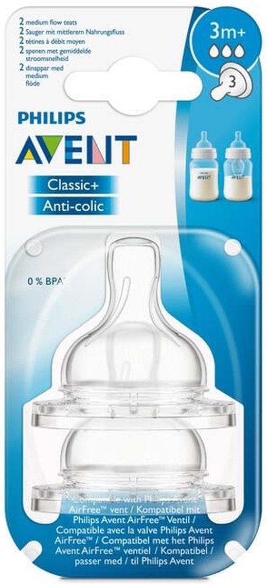 AVENT Lot 2 Tétines Natural Debit variable,3M+ - P Comme Para