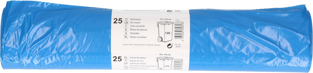 Goedkoopste Papstar 25x stuks afvalzakken/vuilniszakken - 120 liter - blauw - containerzakken