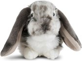 Pluche grijs/wit konijn knuffel 30 cm liggend - Knuffeldieren - Huisdieren knuffels - Speelgoed voor kind