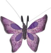 Pro Garden tuindecoratie bloempothanger vlinder - kunststeen - paars - 13 x 10 cm