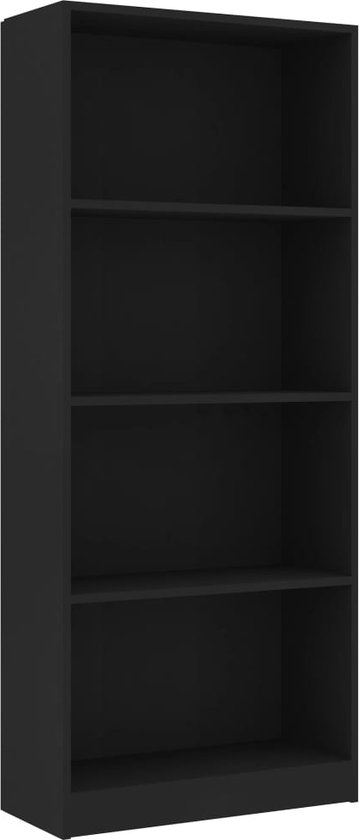vidaXL-Boekenkast-met-4-schappen-60x24x142-cm-bewerkt-hout-zwart
