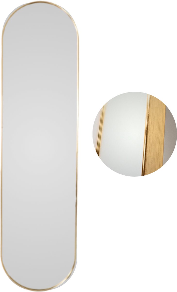 MISOU Spiegel - Passpiegel - Goud - Ovaal - Hangend - 112x40cm - Glas - Wandspiegel - ARIEN