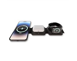 Coverzs 3 in 1 Travel Charger geschikt voor Apple iPhone / Apple Watch / AirPods - Oplader draadloos - iPhone Oplader met kabel - USB A naar USB C - Opvouwbaar Docking station - Vouwbaar Oplaadstation - GSM lader Qi station