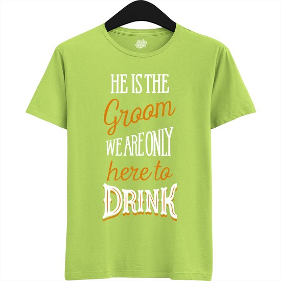 He Is The Groom | Vrijgezellenfeest Cadeau Man - Groom To Be Bachelor Party - Grappig Bruiloft En Bruidegom Bier Shirt - T-Shirt - Unisex - Appel Groen - Maat 3XL