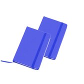 Set van 4x stuks notitieblokje blauw met harde kaft en elastiek 9 x 14 cm - 100x blanco paginas - opschrijfboekjes