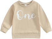 Eerste verjaardag sweater beige maat 12 maanden - cakesmash - 1 - eerste verjaardag - sweater