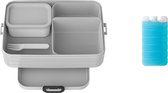 2-delige set Limited Edition Bento lunchboxen, Cool Down en Take A Break, groot, broodtrommel met vakken, geschikt voor tot 8 boterhammen, Limited Edition Cool Grey/Grey (grijs)