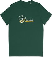 Grappig Heren en Dames T Shirt - Be Happy - Ben Gelukkig - Groen - 3XL