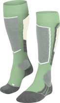 FALKE SK2 Intermediate Wool Skiing anti ampoules, chaussettes de sports d'hiver anti-transpiration en laine mérinos femme vert - Taille 35-36