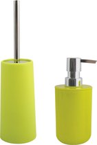 MSV Toiletborstel in houder 35 cm/zeeppompje 260 ml set Moods - kunststof - lime/appel groen