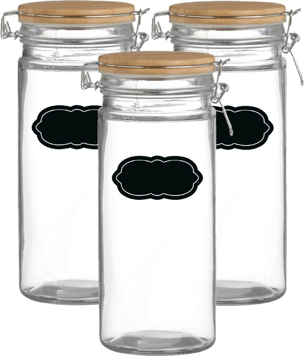 Weckpot/inmaakpot - 6x - 1.3L - glas - met beugelsluiting - incl. etiketten