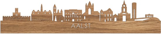 Skyline Aalst Eikenhout - 120 cm - Woondecoratie - Wanddecoratie - Meer steden beschikbaar - Woonkamer idee - City Art - Steden kunst - Cadeau voor hem - Cadeau voor haar - Jubileum - Trouwerij - WoodWideCities