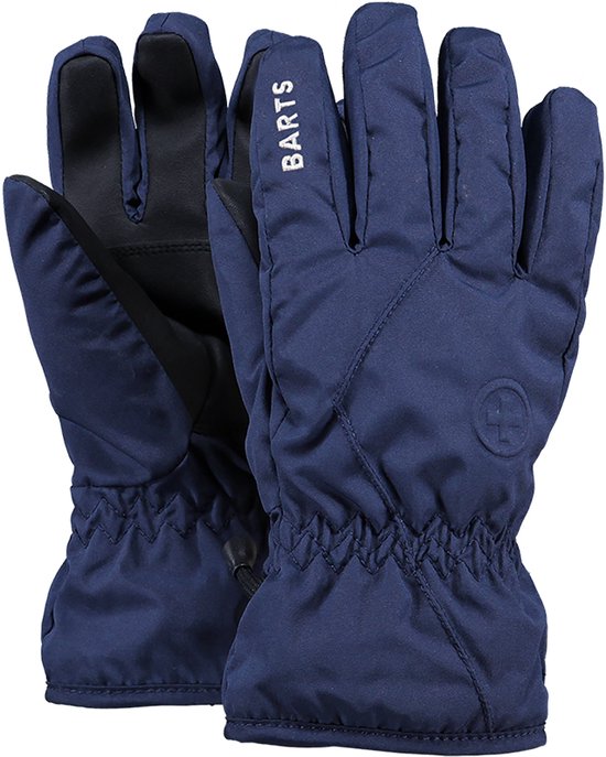 Donkerblauwe Barts skihandschoenen voor kinderen met elastische polsband en logo.