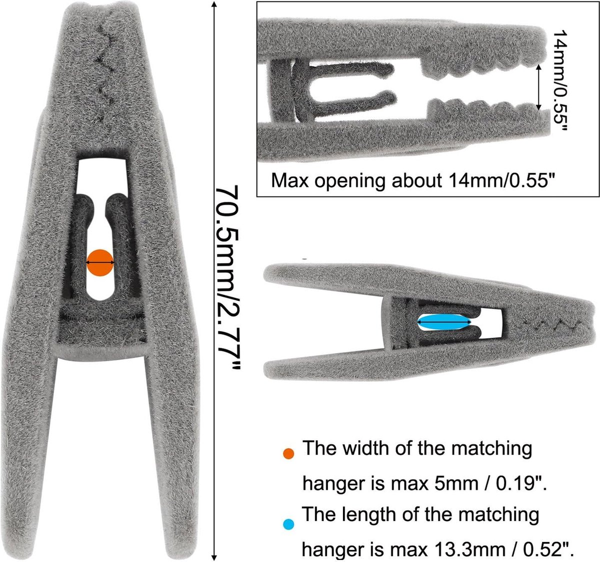 Pinces à Linge Velours - Lot De 20 Pinces Antidérapantes Pour Cintres | Rangement Vêtements