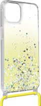 Glitterhoesje Geschikt voor Apple iPhone 12 en 12 Pro Afneembaar koord Verstevigde hoeken Geel