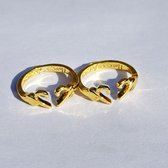 Wellness-House | Ring Love Sign Gold | In Maat Verstelbaar | Vergulde Ring | Goudkleurige Ring | Hartje | Vriendschapsring | Liefdesring | Unisex | Zen