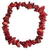 Fako Bijoux® - Bracelet Gemme - Petites Pierres - Pierre Fendue - Natuursteen - Bamboo Corail - Rouge