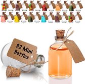 Mini Glasflaschen mit Korken für Hochzeitsdekorationen und Feiern, 50ml Glasflaschen mit mini Etiketten und Schnur (32 Pack)