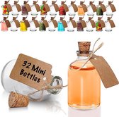 Mini Flasques en verre avec Korken für Hochzeitsdekorationen und Feiern, 50ml Glasflaschen mit mini Étiquettes und Schnur (Lot de 32)