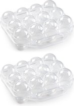 Plasticforte Boîte à œufs - 2x - porte-œufs organisateur de koelkast - 12 œufs - transparent - plastique - 20 x 19 cm