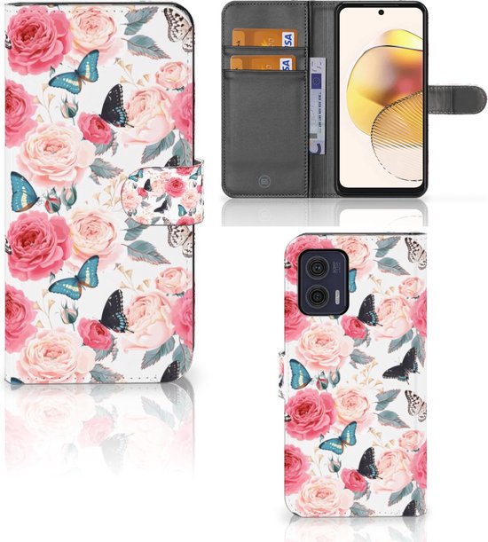 Coque Motorola Moto G73 Housse Coque pour Roses Papillon