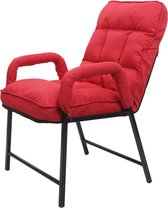 Eetkamerstoel MCW-K40, stoel gestoffeerd, 160kg belastbaar rugleuning verstelbaar metaal ~ stof/textiel rood