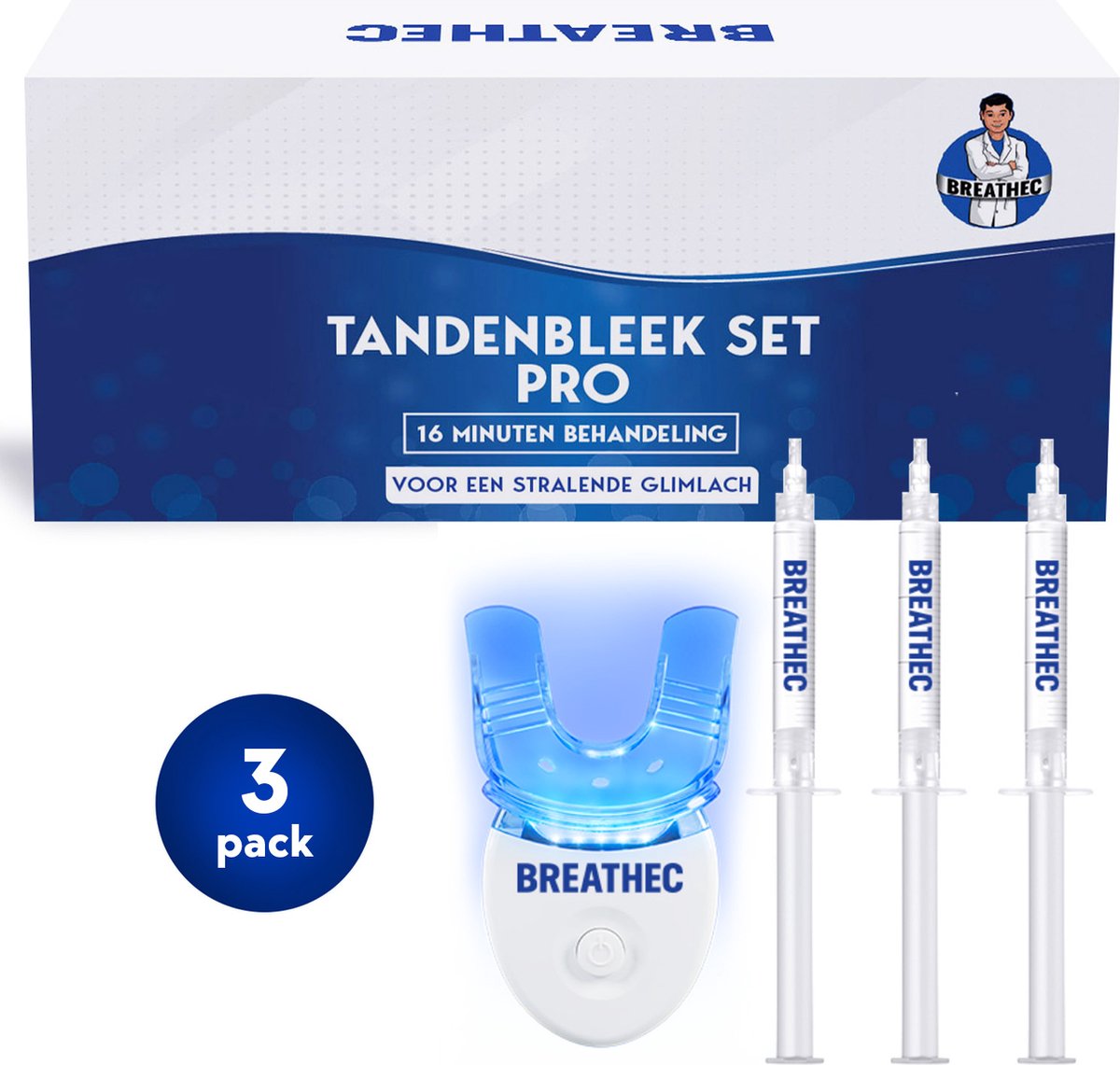 Tandenbleekset Pro - Teeth Whitening Kit - LED Tanden Bleken Thuis - Tanden Bleek Set - Tandenblekers - 100% Natuurlijk en Zonder Peroxide