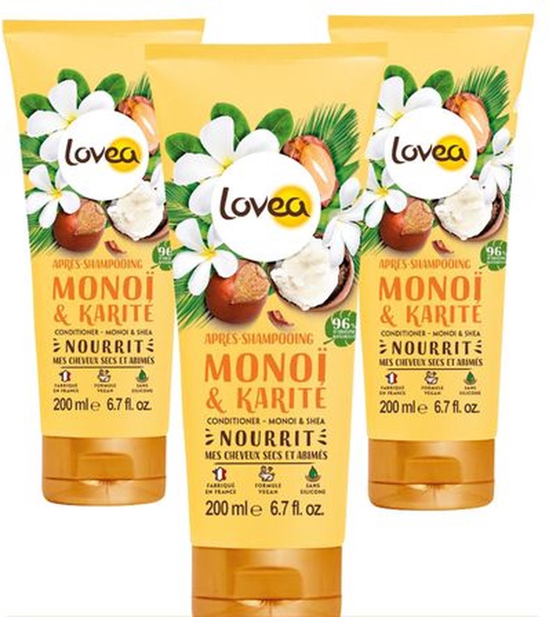 Lovea Conditioner Monoï & Shea - 3 x 200 ml - Voordeelverpakking