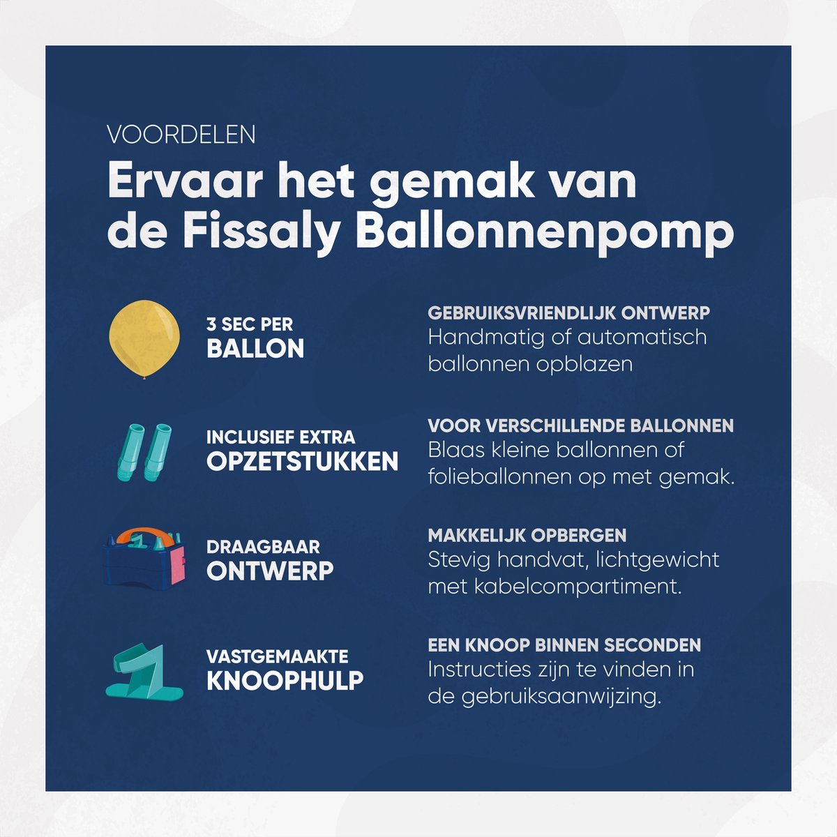 Fissaly Elektrische Ballonnenpomp met Dubbele Vulfunctie & 22 Ballon Accessoires - Ballonpomp - 400W Ballon Pomp - Verjaardag Decoratie & Feest Versiering - Ballonnenboog — afbeelding 3