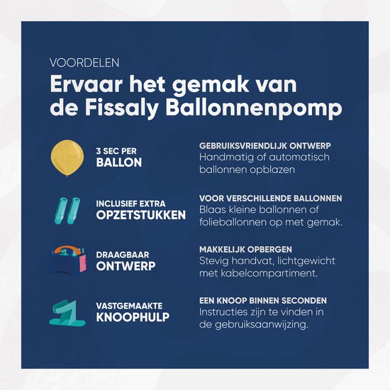 Fissaly Elektrische Ballonnenpomp met Dubbele Vulfunctie & 22 Ballon Accessoires - Ballonpomp - 400W Ballon Pomp - Verjaardag Decoratie & Feest Versiering - Ballonnenboog