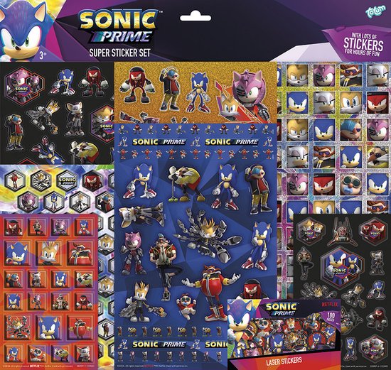 Foto: Sonic prime stickers totum xl super sticker set 7 stickervellen incl luxe metallic en laser stickers 38 x 36 cm