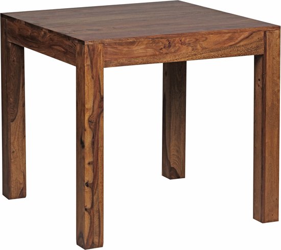 Rootz table à manger en bois massif sheesham 80 cm table de salle à manger table en bois table de cuisine design style campagnard marron foncé