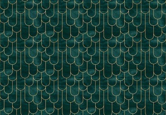 Papier peint photo - Papier peint intissé - Motif vert et or - 520 x 318 cm