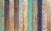 Fotobehang - Vlies Behang - Gekleurde Houten Planken - 254 x 184 cm