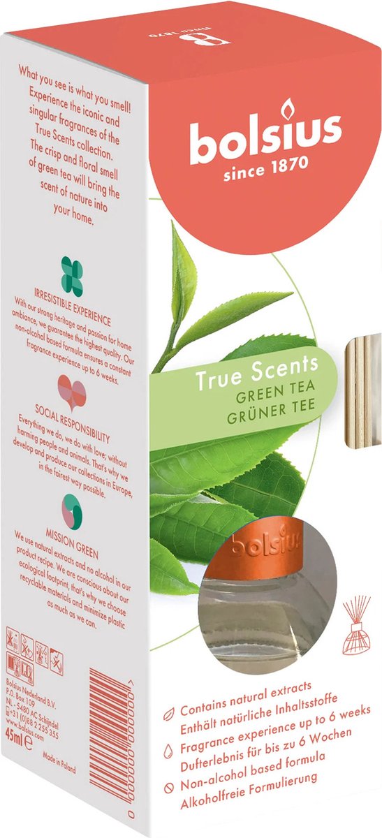 Bolsius Geurstokjes True Scents Green Tea 45 ml