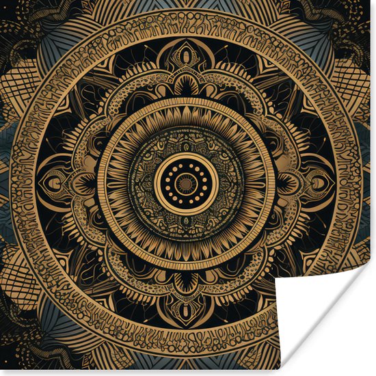 Poster Mandala - Goud - Bohemian - Luxe - 50x50 cm