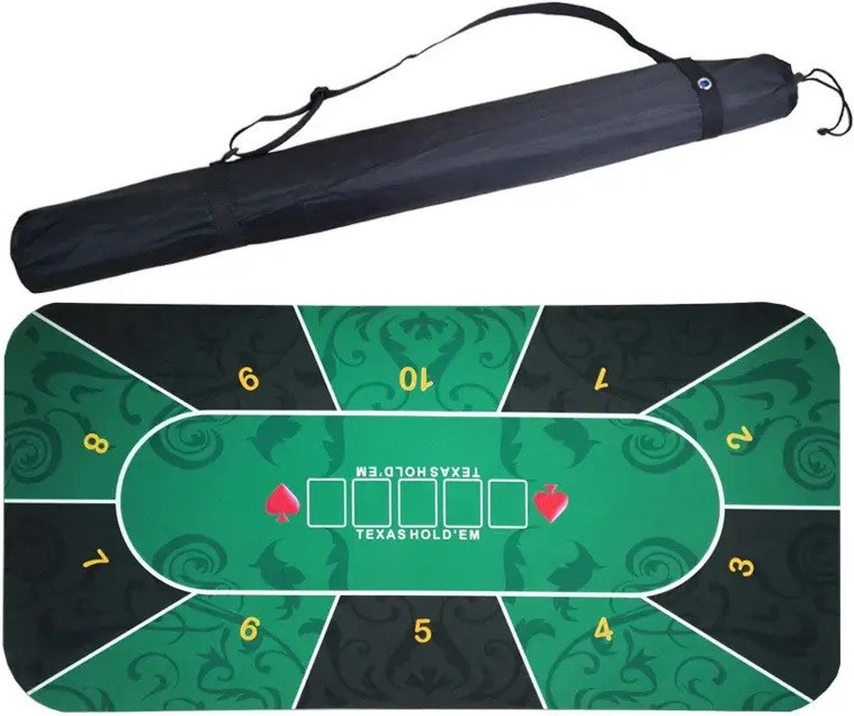 Relaxdays Pokerkleed - 120 X 60 Cm - Pokermat - Texas Holdem   Speelkleed   Antislip   Zwart 4052025900557