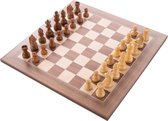 Longfield Schaakbord walnoot/esdoorn ingelegd 40x40 cm - bevat geen schaakstukken.