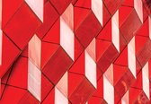Fotobehang - Vlies Behang - Geometrische Rode 3D Muur - 254 x 184 cm
