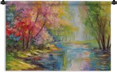 Wandkleed - Wanddoek - Olieverf - Landschap - Natuur - Kleurrijk - 120x80 cm - Wandtapijt