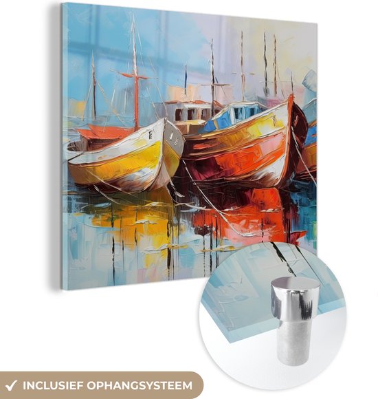 MuchoWow© Canvas Schilderij 120x80 cm Kamer Decoratie Woonkamer Slaapkamer Room Decor Wanddecoratie Wall Art Painting Abstract - Kunst - Boot - Kleuren