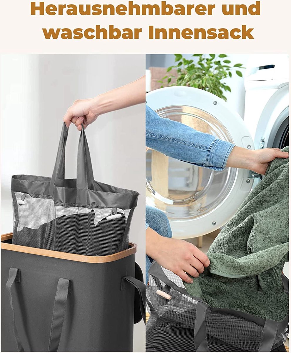 OTraki Lot De 2 Sacs à Linge Sale Voyage 50x60cm - Sacs Pliable Cordon Serrage Tissu Pour Dortoir Camping Collège