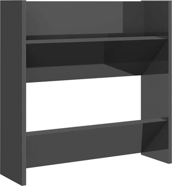 vidaXL - Wandschoenenkast - 60x18x60 - cm - bewerkt - hout - hoogglans - grijs