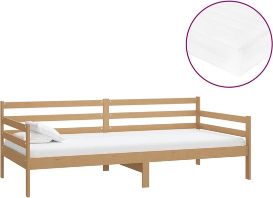 vidaXL Canapé-lit avec matelas Bois de pin massif Brun miel 90x200 cm