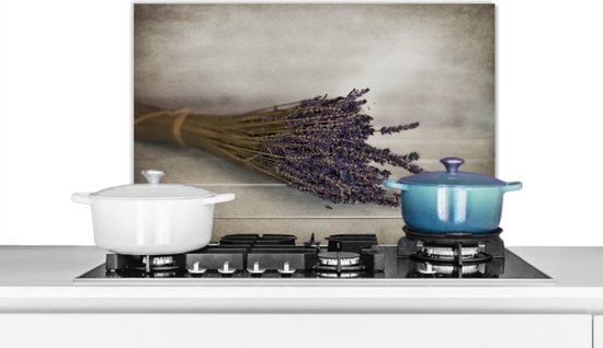 Foto: Spatscherm keuken 70x50 cm kookplaat achterwand boeket gedroogde lavendel muurbeschermer spatwand fornuis hoogwaardig aluminium