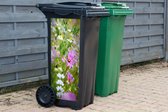 Container sticker Bloemen - Natuur - Groen - Gras - Paars - Wit - 44x98 cm - Kliko sticker