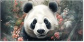 Schuttingposter Panda - Wilde dieren - Bloemen - Natuur - 200x100 cm - Tuindoek