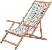 vidaXL - Strandstoel - inklapbaar - stof - en - houten - frame - meerkleurig