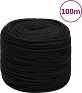 vidaXL - Werktouw - 6 - mm - 100 - m - polyester - zwart