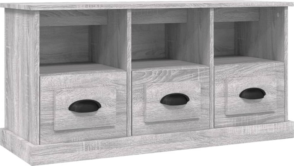 vidaXL - Tv-meubel - 100x35x50 - cm - bewerkt - hout - grijs - sonoma - eikenkleurig